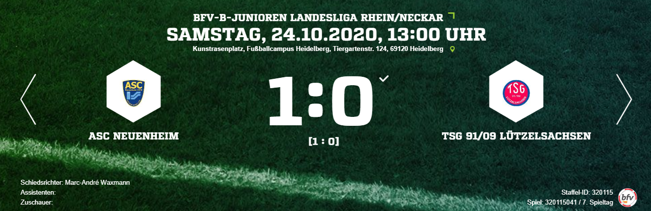 U17-B1: Vermeidbares 0:1 im Topspiel bei ASC Neuenheim